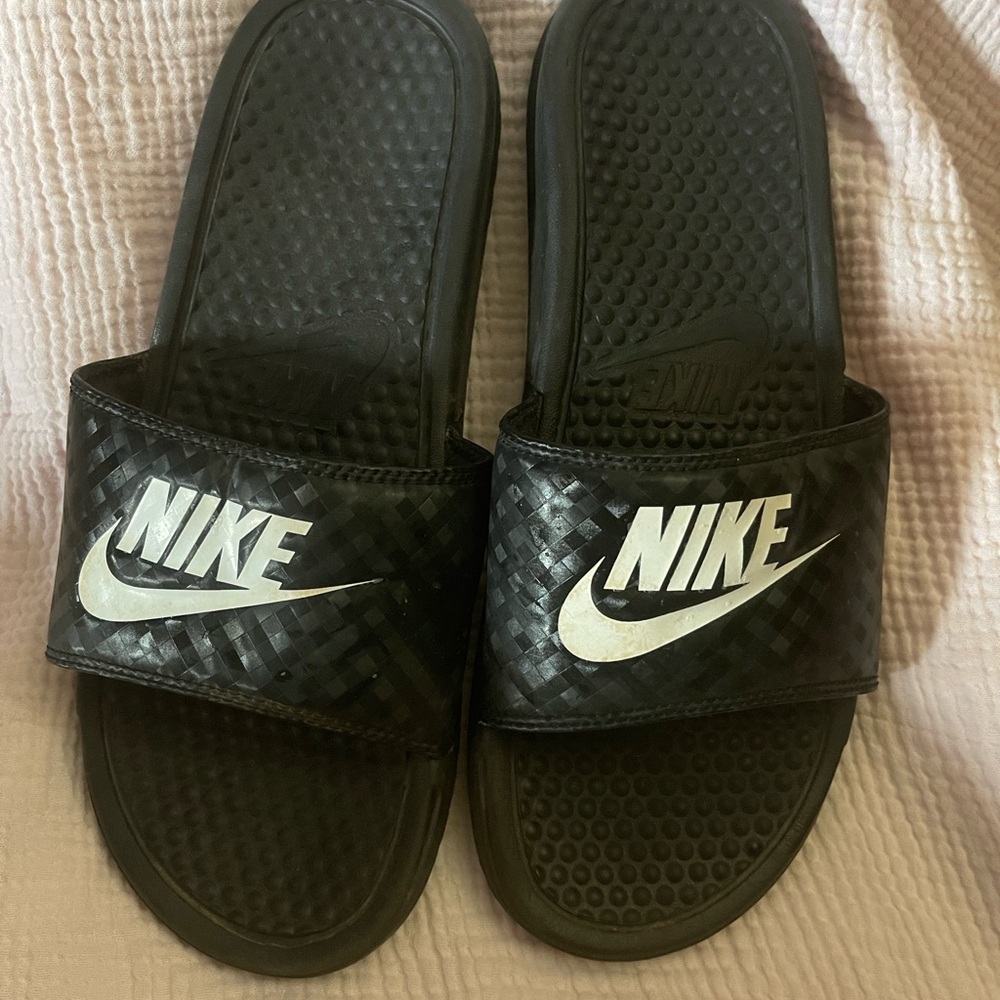 Nike Black and White Slide Sandals